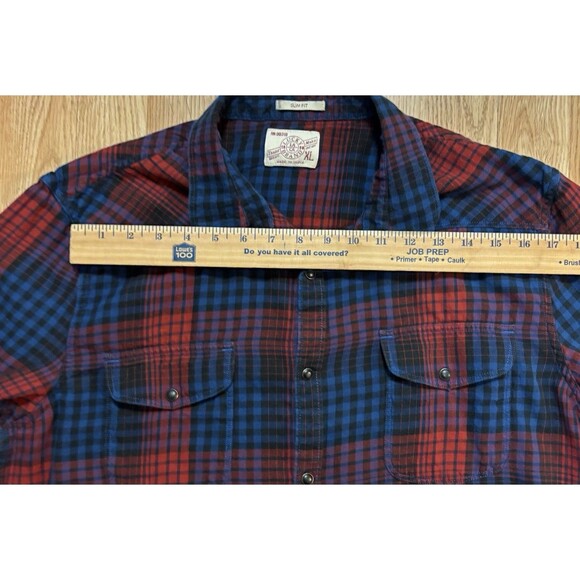 Johnny Cash Upcycled Flannel Lucky Brand Shirt Mens Size XL Patriotic Country - Picture 6 of 9